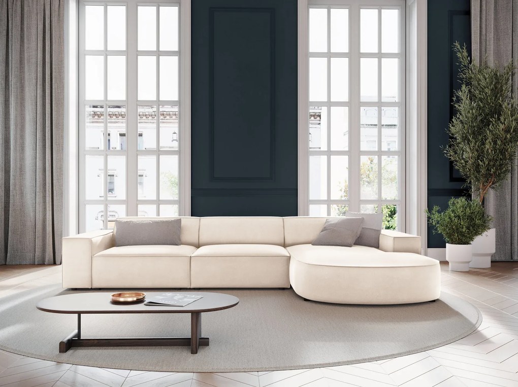 OUTLET Narożnik prawostronny sofa narożna 284/166/70 beż welur Jodie od Micadoni