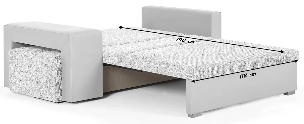 Sofa 2 os z funkcją spania HUBERT2 Srebrny/Biały