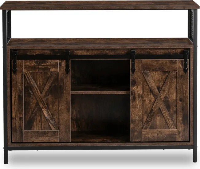 Komoda ARLO 100 cm z Półkami Dąb Rustykalny/Czarny Loftowa