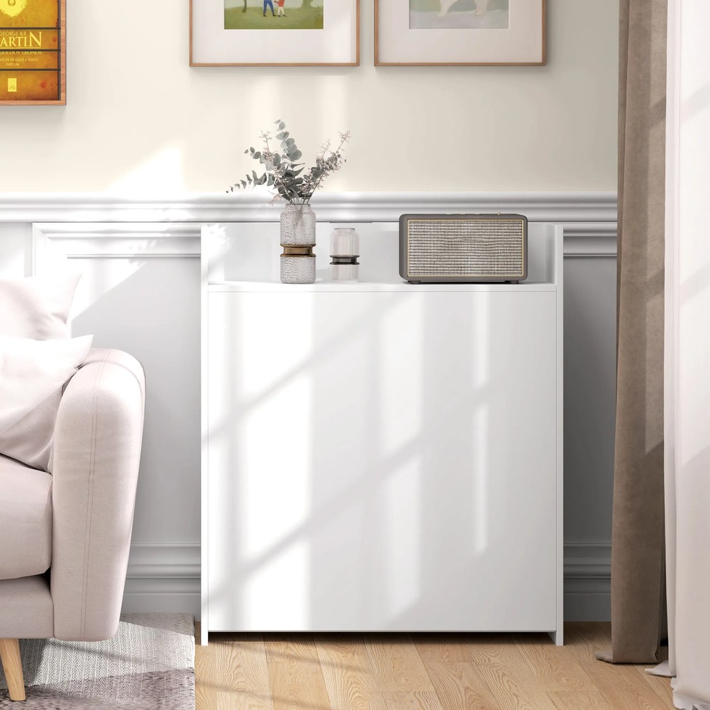 HOMCOM Rozkładany Stół Do Jadalni, Idealny Do Małych Przestrzeni, z 4 Dyskretnymi Półkami, Składany Stół Kuchenny, Funkcja Przeciw Przewrotom, Biały