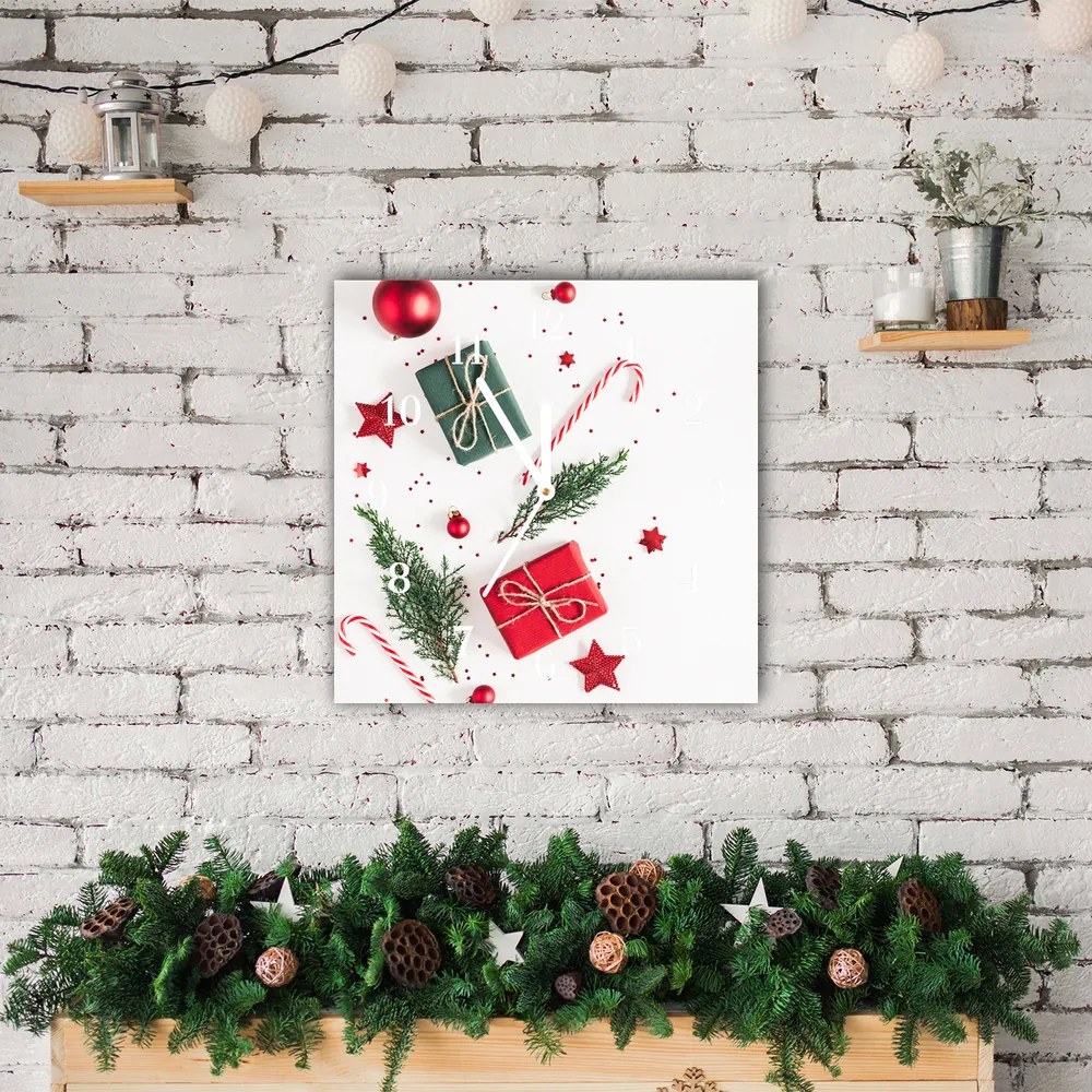 Zegar ścienny Prezent Słodycze Bombki Święta