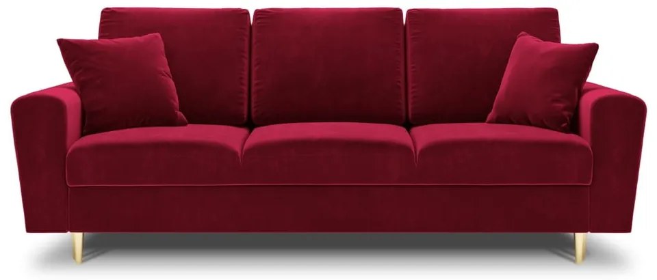 Czerwona aksamitna rozkładana/ze schowkiem sofa 235 cm Kyoto – Cosmopolitan Design