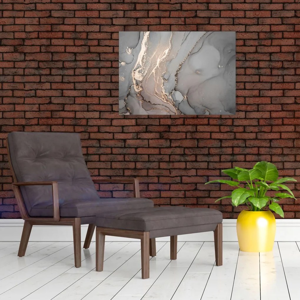 Obraz na szkle - Szaro - złoty marmur (70x50 cm)