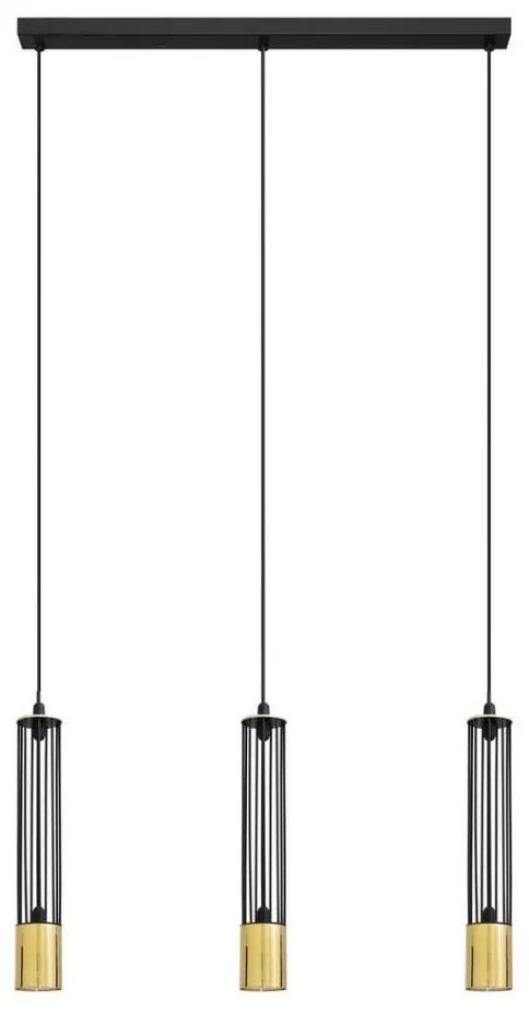 LED Żyrandol na lince BARS 3xGU10/4,8W/230V czarny/złoty