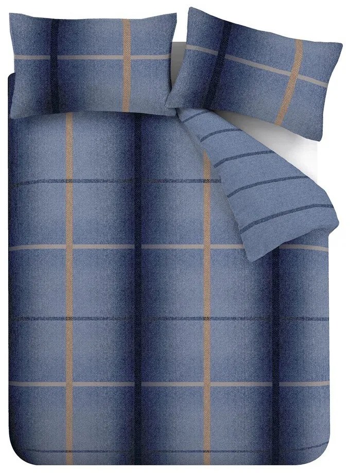 Ciemnoniebieska flanelowa pościel dwuosobowa 230x220 cm Melrose Tweed Check – Catherine Lansfield