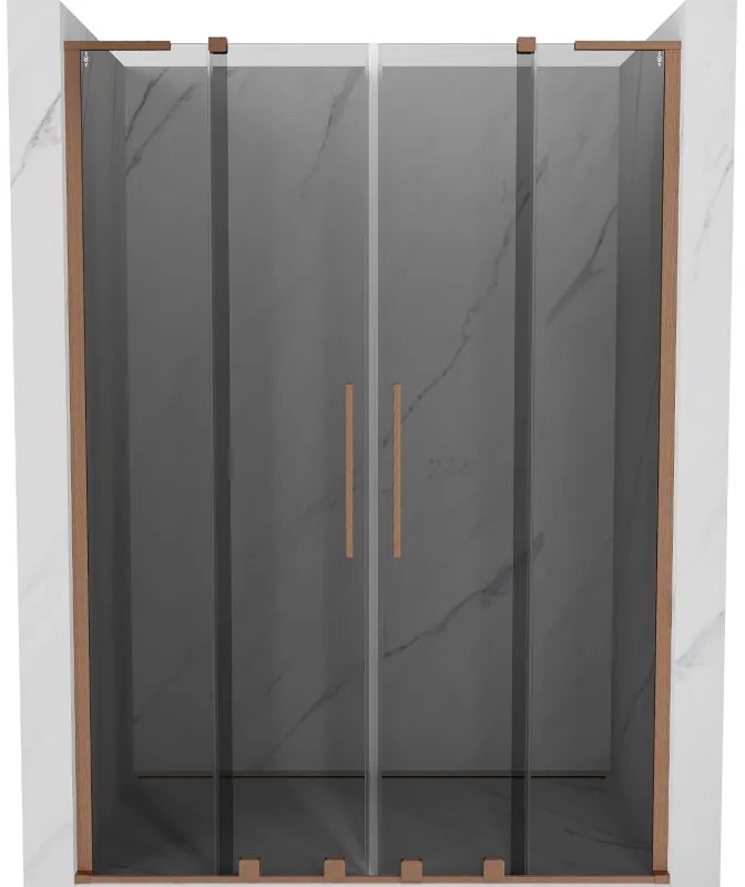 Mexen Velar L Duo drzwi prysznicowe rozsuwane 150 cm, grafit, miedź szczotkowana - 871-150-003-42-65