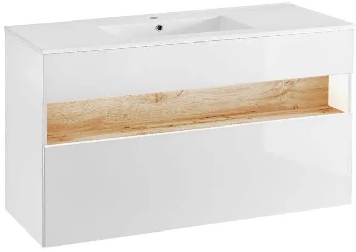 Szafka z umywalką Laures 2S 120 cm - Biały połysk