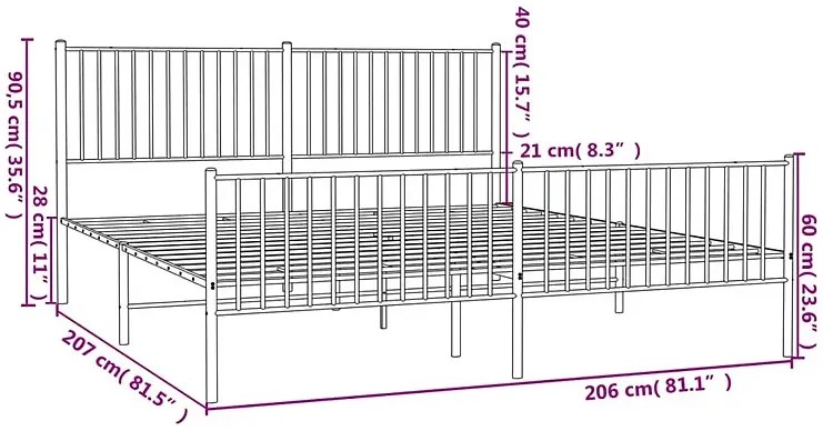 Czarne metalowe łóżko małżeńskie 200x200cm - Fiver