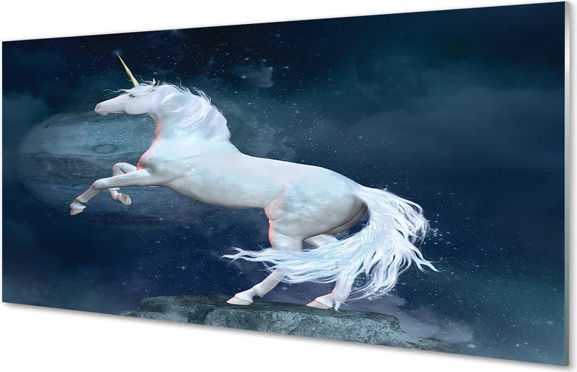 Szkło do Kuchni na Ścianę Jednorożec na tle Planet