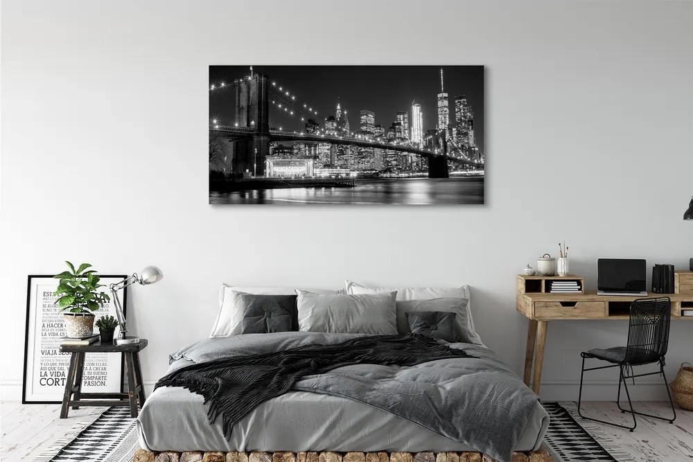 Zdjęcie na płótnie Nocna Panorama Mostu i Miasta