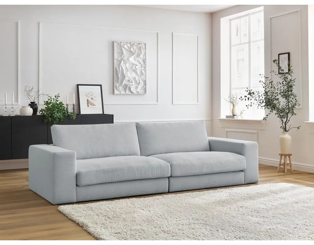 Jasnoszara sztruksowa sofa 274 cm Leonard – Bobochic Paris
