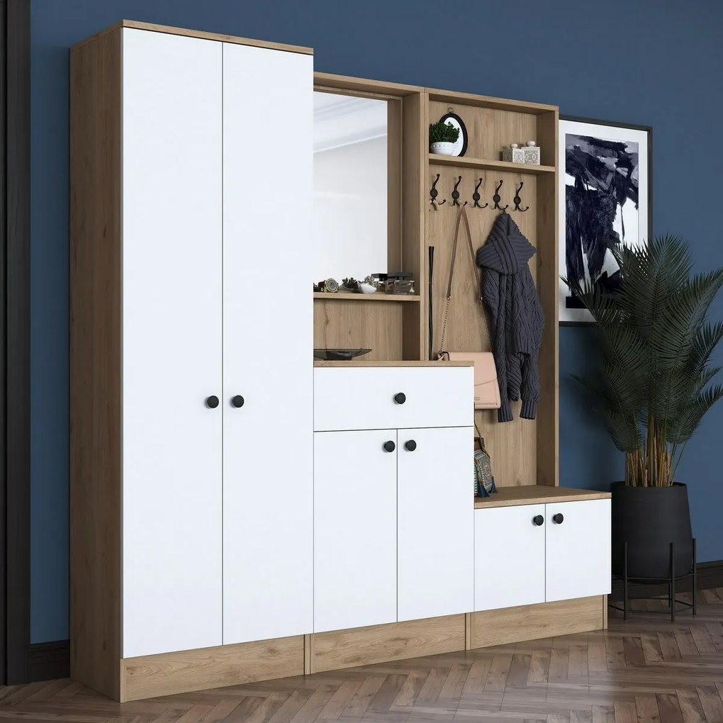 Zestaw do przedpokoju Pome White and Walnut I