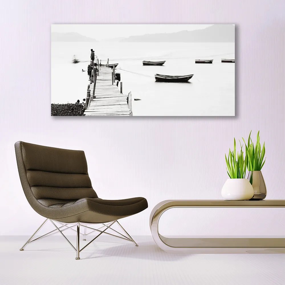 Zdjęcie na płótnie Przystań Łodzi pod Mostem