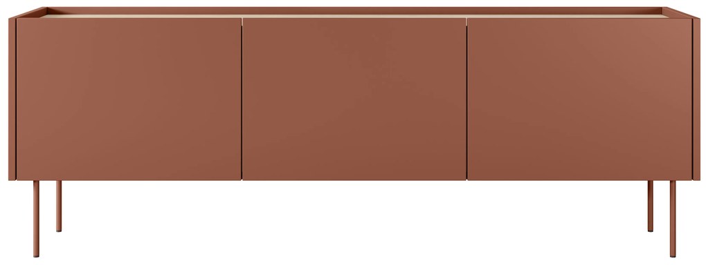 Szafka RTV Desin 170 cm z metalowymi nogami - ceramic red / dąb nagano