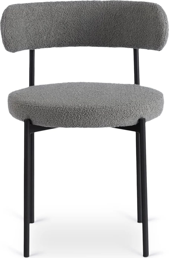 Krzesło Tapicerowane do Salonu TULSA Szare Boucle Nowoczesne