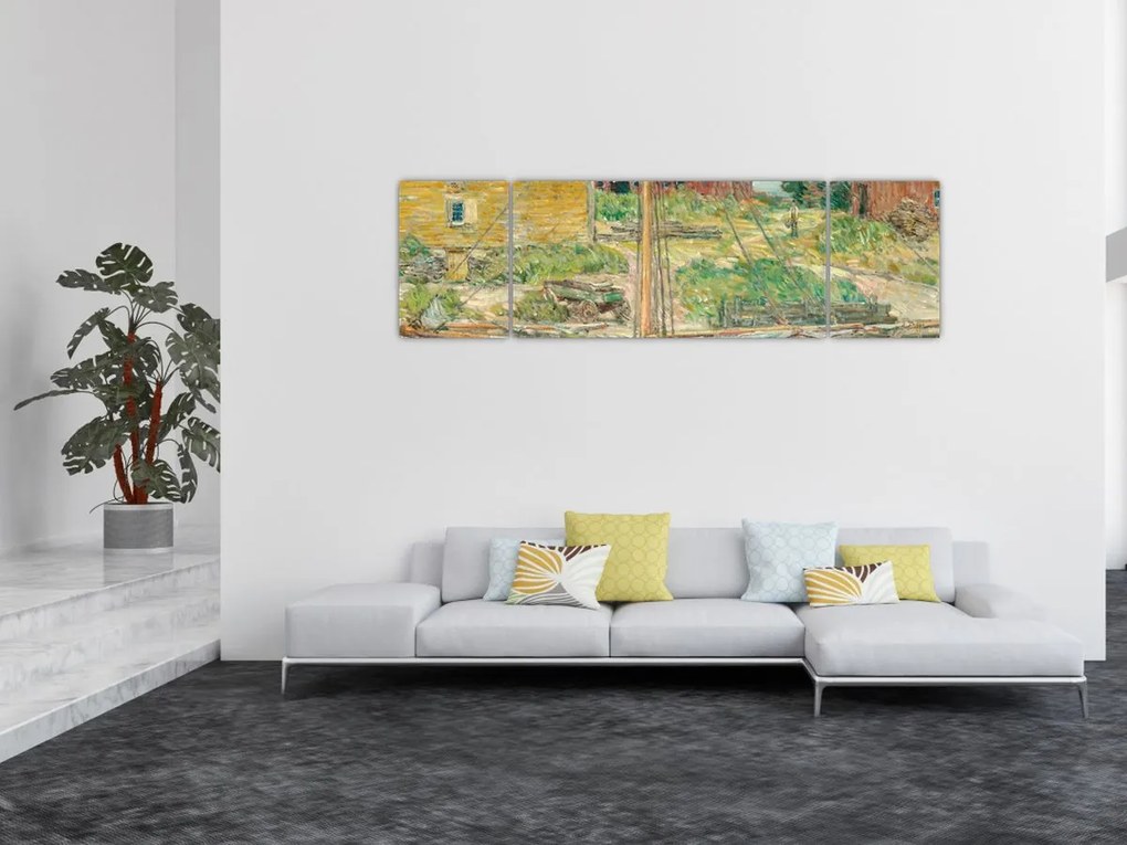 Obraz - Childe Hassam, Oyster Sloop, Cos Cob, reprodukcje (170x50 cm)