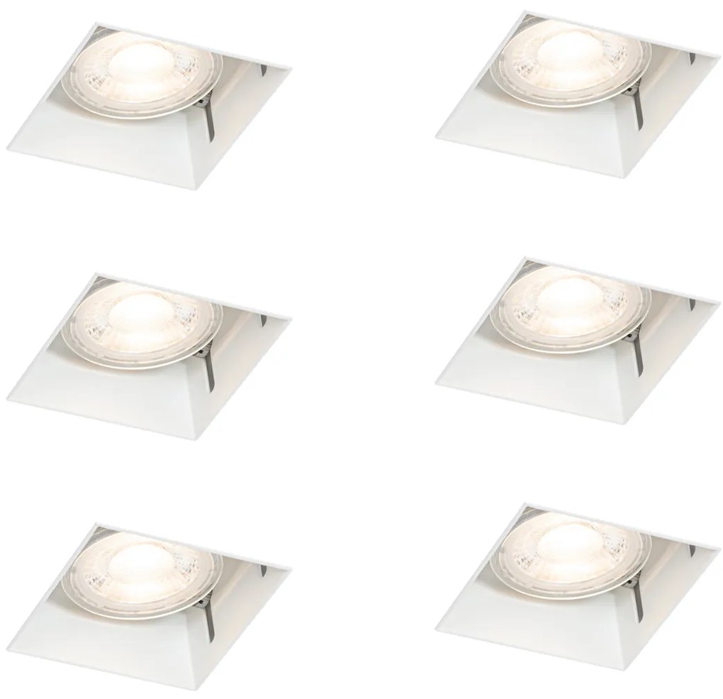 Zestaw 6 białych opraw wpuszczanych GU10 50 mm bezramkowych - Oneon