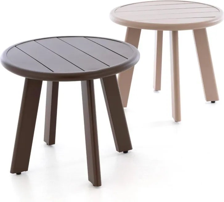 Okrągły aluminiowy stolik, ciemnobrązowy