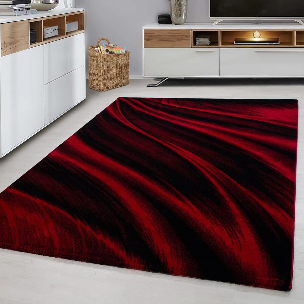 Dywan nowoczesny Miami fale czerwono-czarne 160 cm x 230 cm