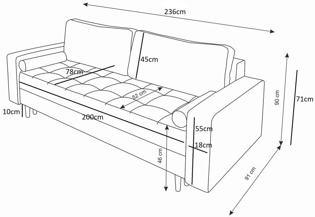 Czerwona sofa rozkładana z pojemnikiem na pościel C6-L61