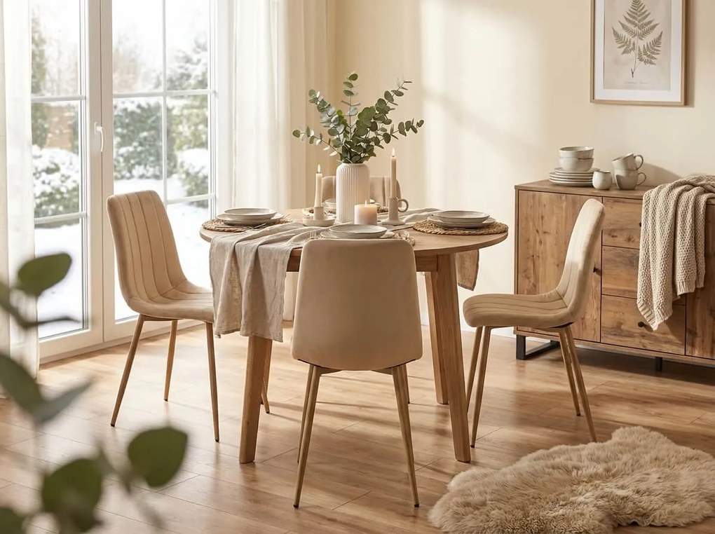 Kremowe aksamitne krzesło LAVA BUTTER CREAM