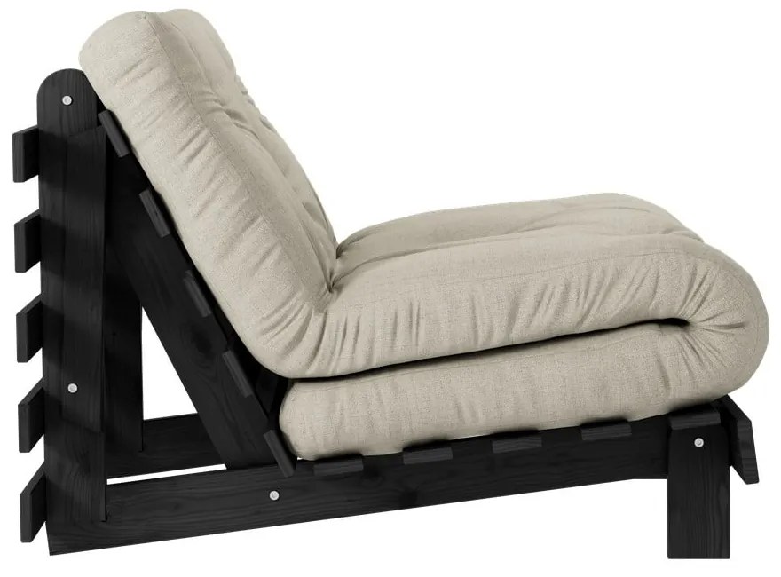 Szarobeżowy lniany fotel Roots Black Night – Karup Design