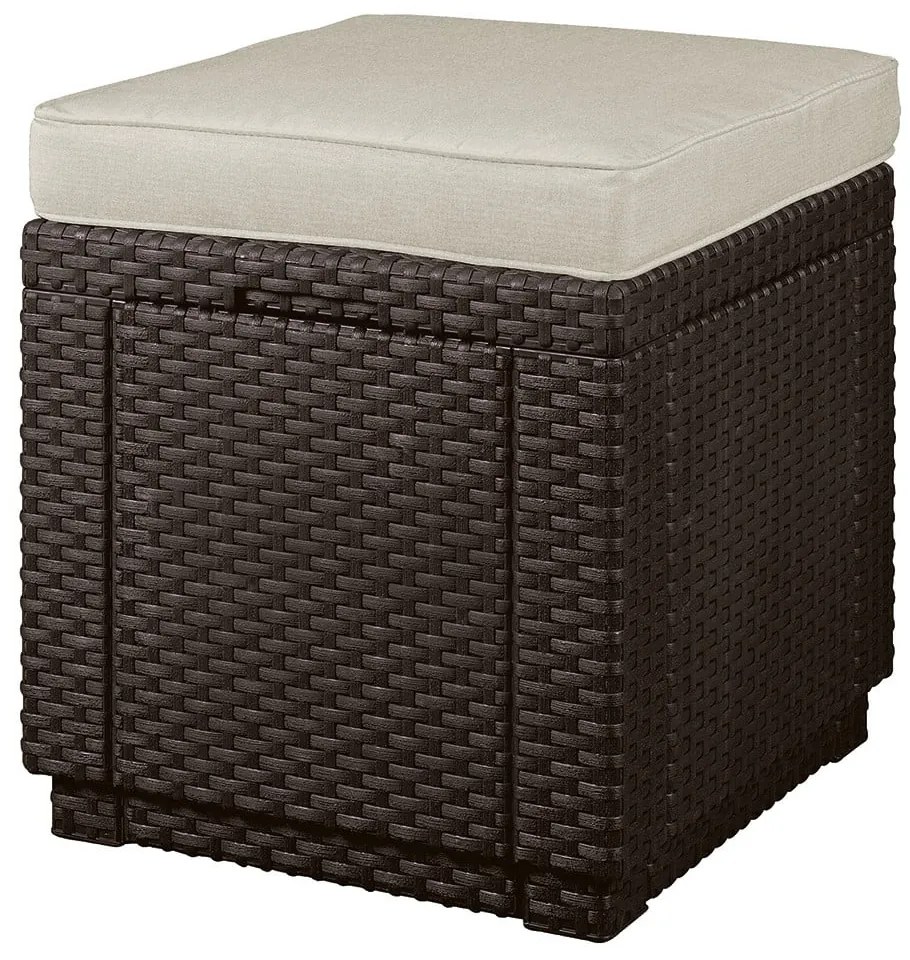 Ciemnobrązowy puf ogrodowy Cube – Keter