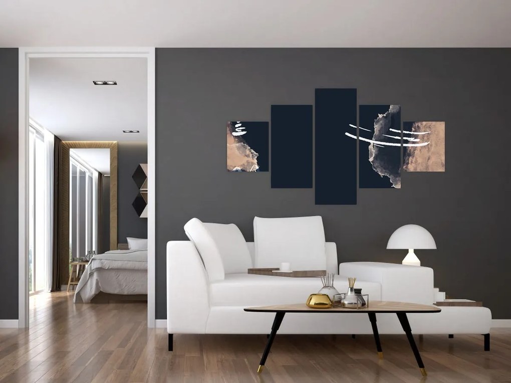 Obraz - Ciemnoniebieska abstrakcja (125x70 cm)