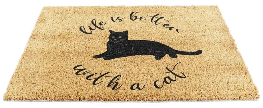 Wycieraczka z włókna kokosowego 40x60 cm Life Is Better With a Cat – Artsy Doormats