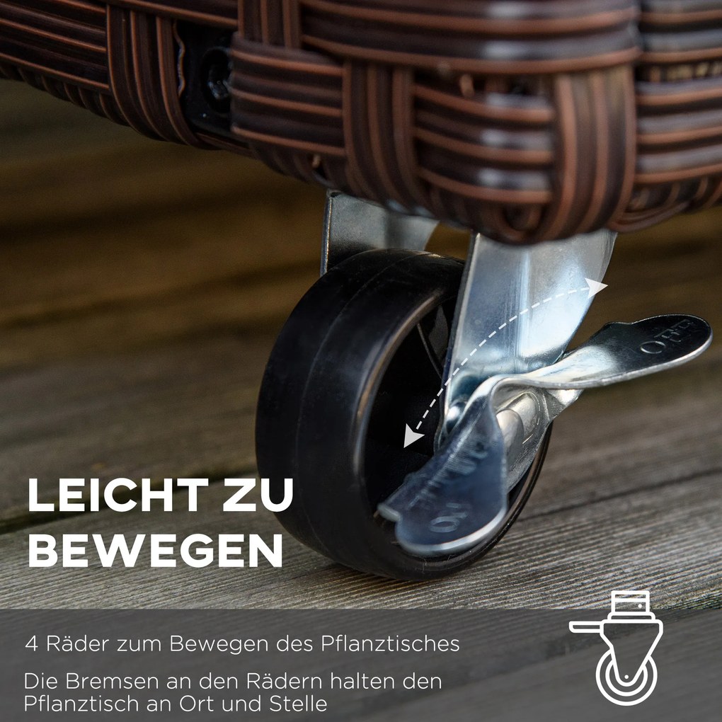 Outsunny Łóżko Podwyższone Rattanowe Kawowy Brąz 94 5x31x36cm Idealne do Ogrodu | Aosom PL