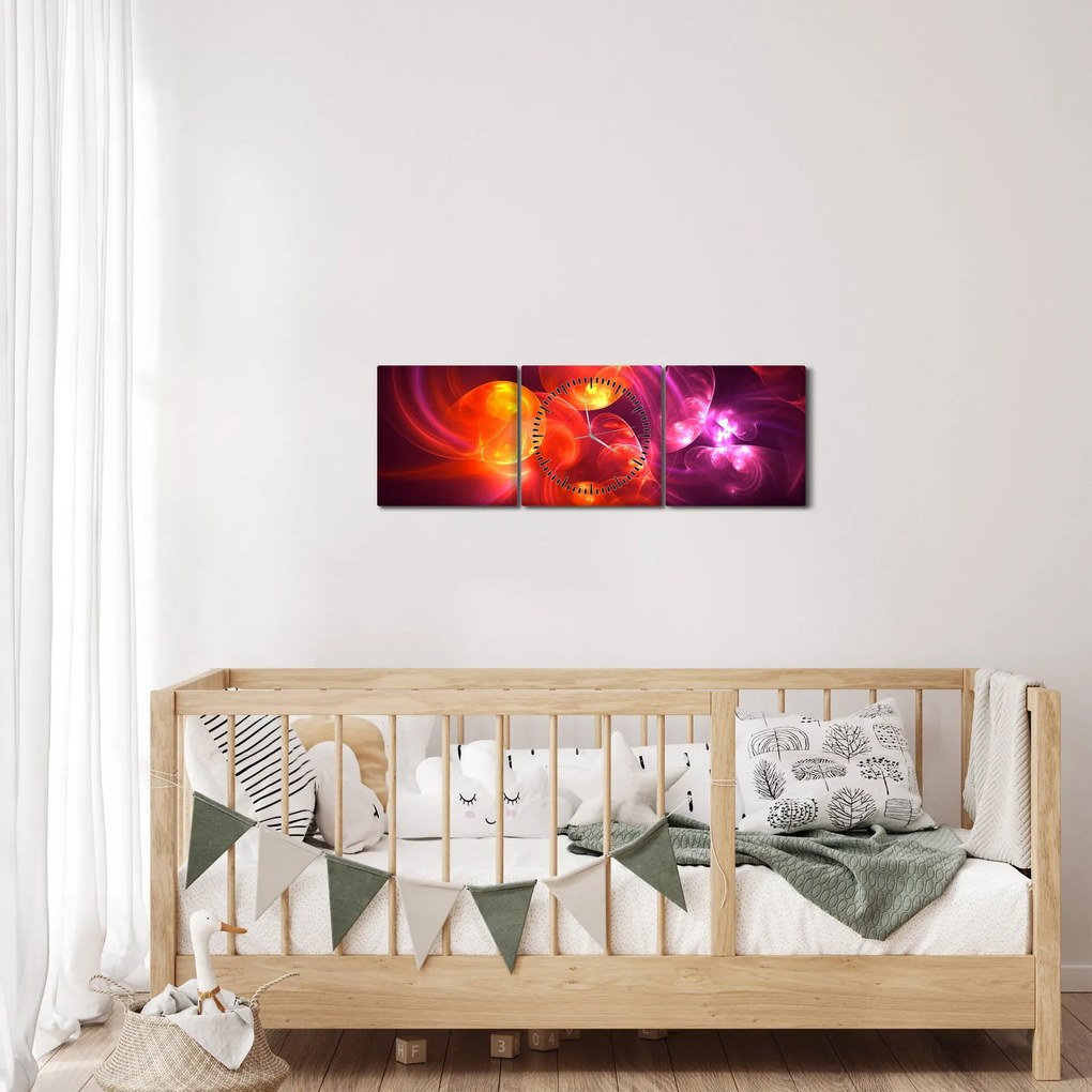 Obraz nowoczesnej abstrakcji (z zegarem) (90x30 cm)