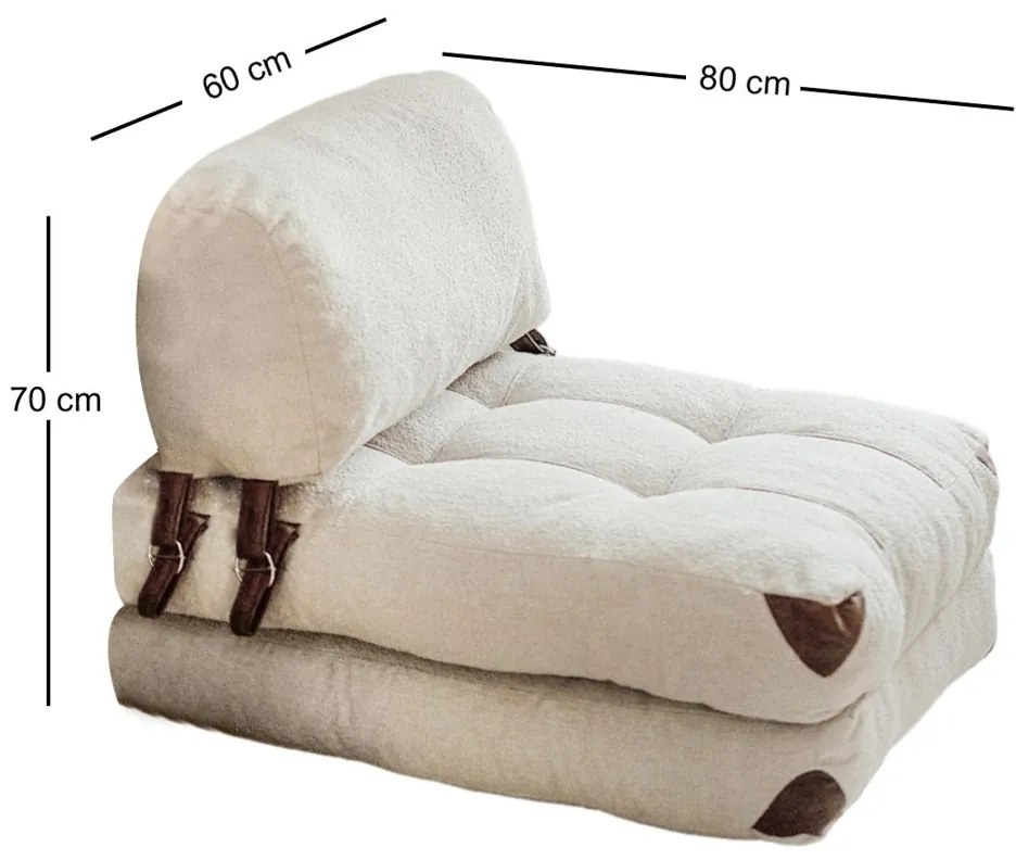 Fotel rozkładany Fold Teddy Cream