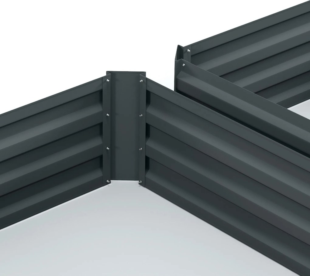 Outsunny Zestaw 2 Skrzynek Ogrodowych, Skrzynki na Kwiaty, Donice Ogrodowe, Stal Galwanizowana, 100 x 100 x 30 cm, Ciemnoszary