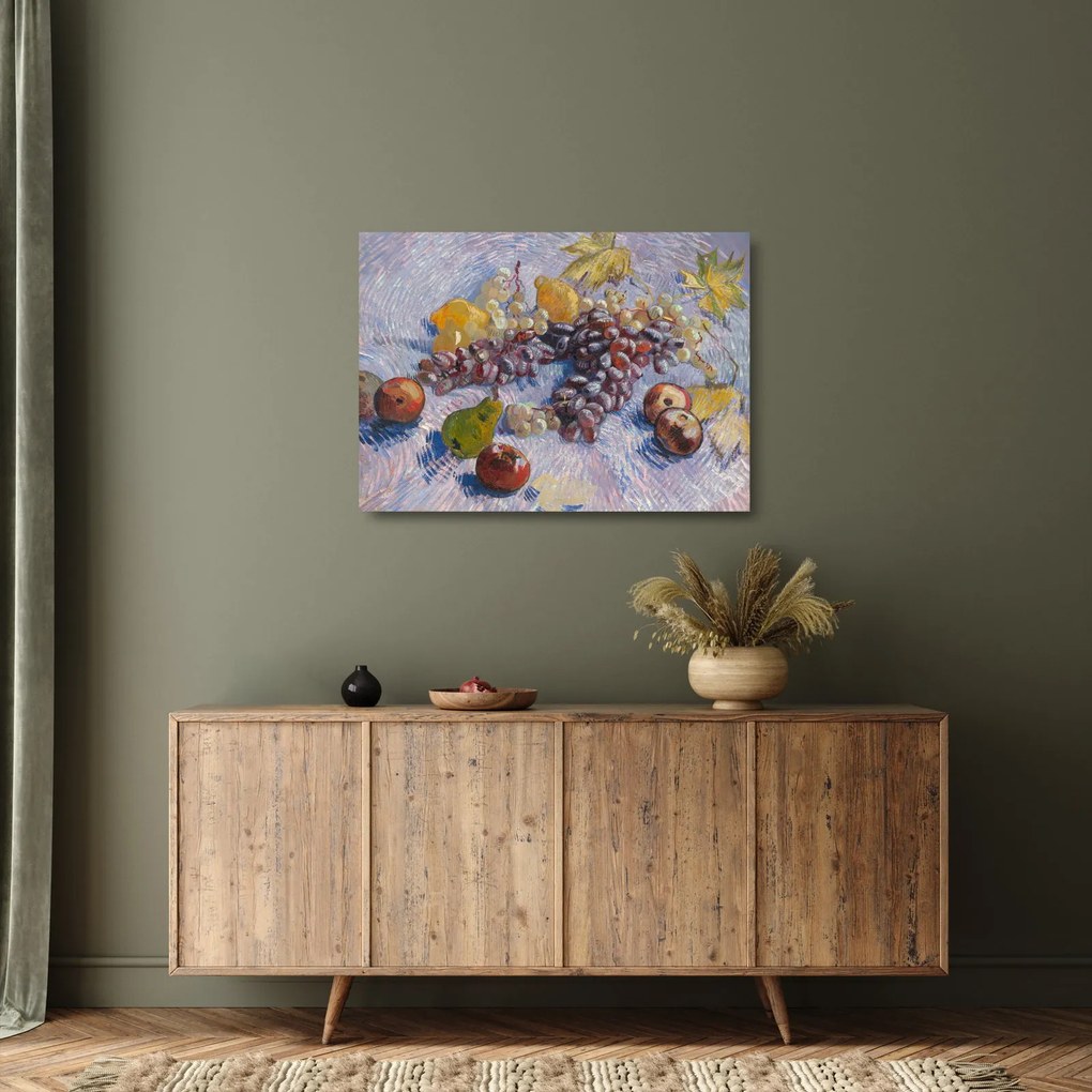 Obraz na szkle - Vincent van Gogh, Grapes, Lemons, Pears, and Apples, reprodukcje (70x50 cm)