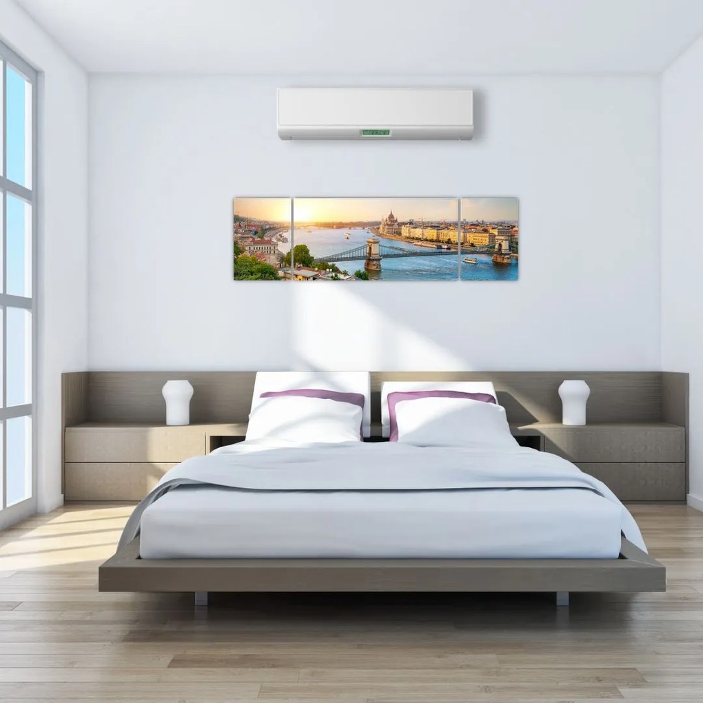 Obraz miasta Budapeszt z rzeką (170x50 cm)