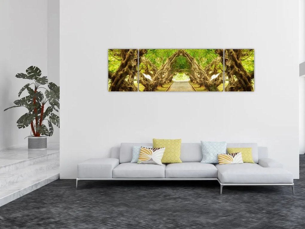 Obraz - Żywy tunel plumerii (170x50 cm)