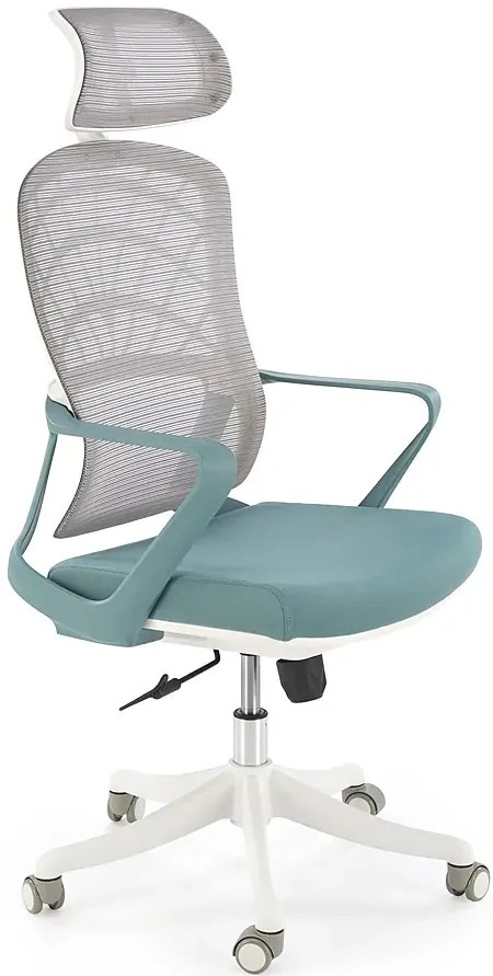 Gabinetowy fotel obrotowy turkus + biały T4-B95