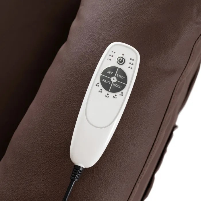 Fotel Masujący BRUCE Rozkładany Brązowy Ekoskóra Nowoczesny