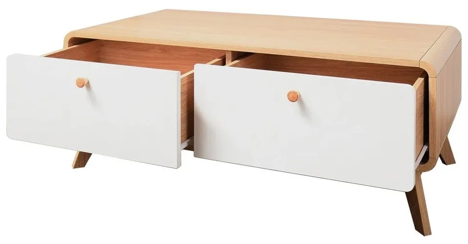 Biało-naturalna szafka pod TV w dekorze dębu 100x40 cm Caitlin – Støraa