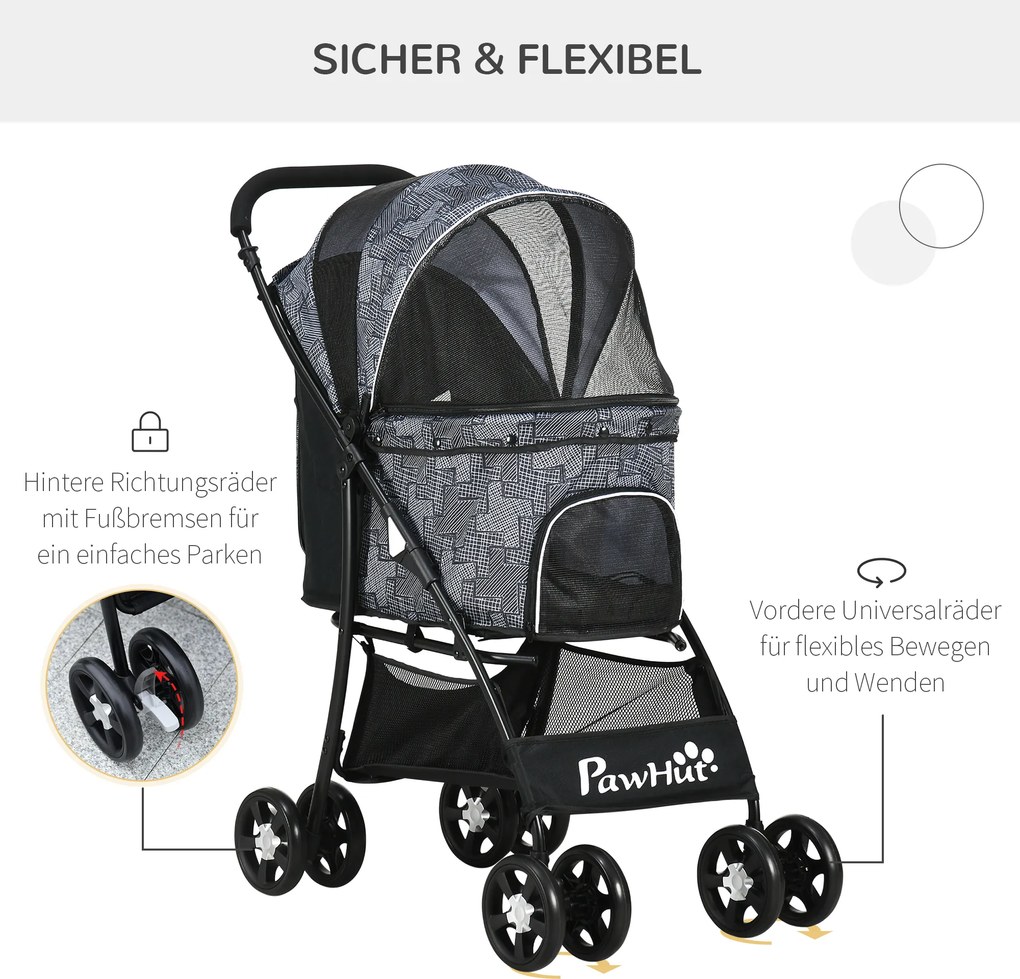 Outsunny Wózek dla Psa Składany z Poduszką dla Kota do 20kg | Aosom PL