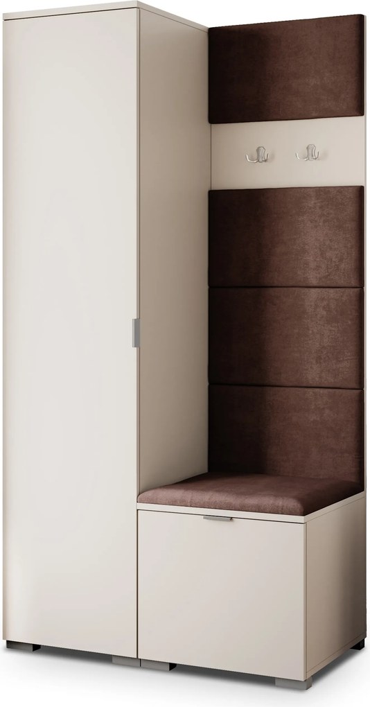 Masseno Garderoba LORI 95/181/51 cm Nowoczesna Szafa do Przedpokoju Kaszmir, MONOLITH 29 (Brązowy)