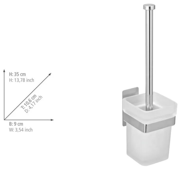 Samoprzylepna szklana szczotka do WC w kolorze srebra z połyskiem Genova – Wenko
