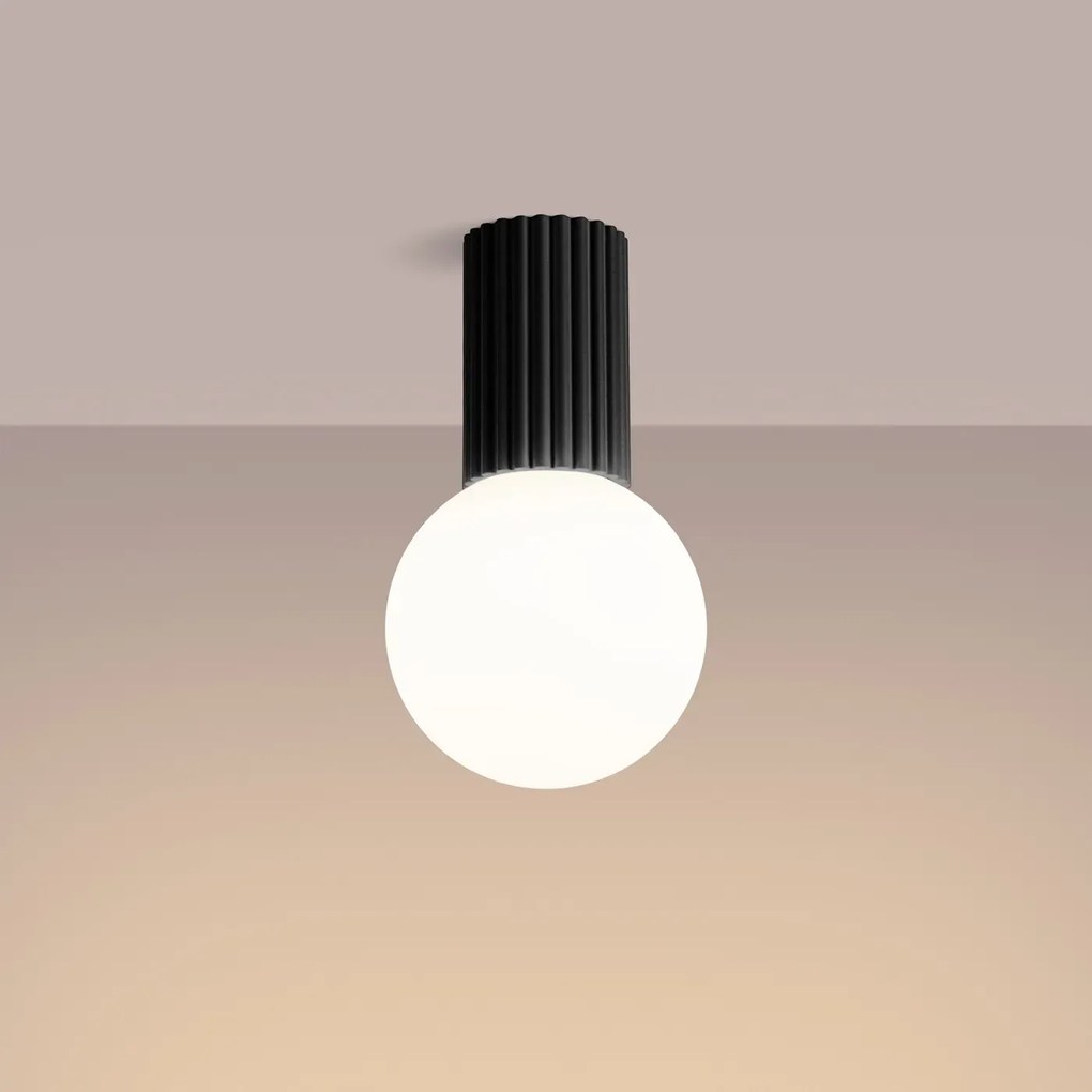 Plafon HALO czarny IP44 ryflowany SOLLUX  LIGHTING