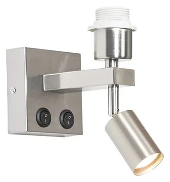 Nowoczesna lampa ścienna ze stali z lampką do czytania - Brescia Nowoczesny Oswietlenie wewnetrzne