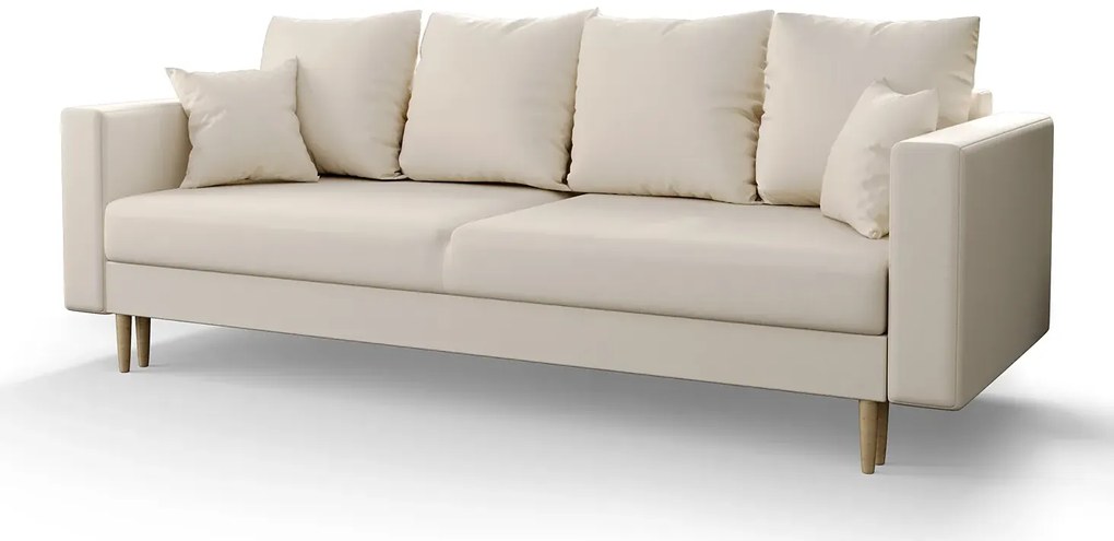 Kremowa sofa rozkładana na nóżkach - Adante