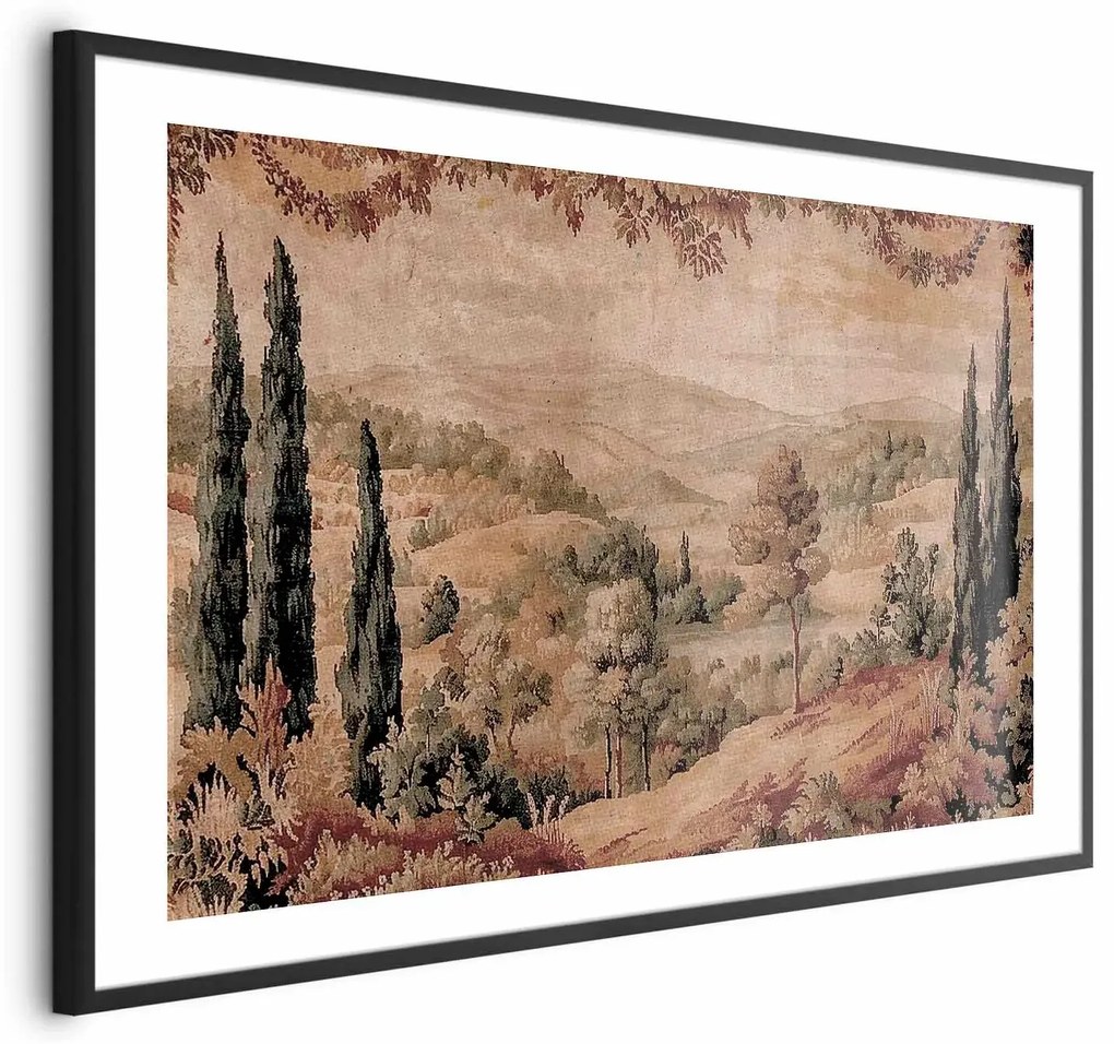 Plakat Śródziemnomorski krajobraz 60x90 cm z ramą czarną z marginesem ARTGEIST B