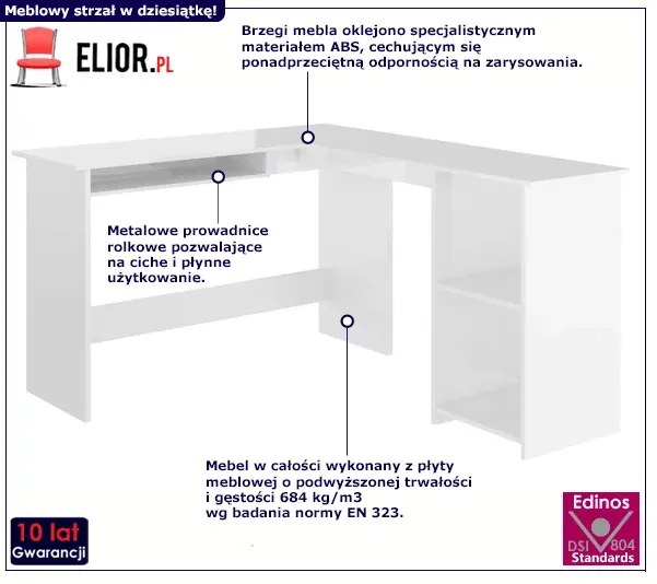 Białe biurko z połyskiem do biura Alormi 3X