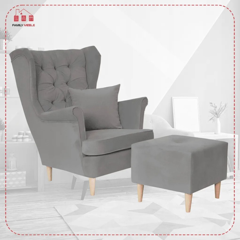 Fotel uszak z podnóżkiem Gaja Family Meble - DOSTĘPNY OD RĘKI