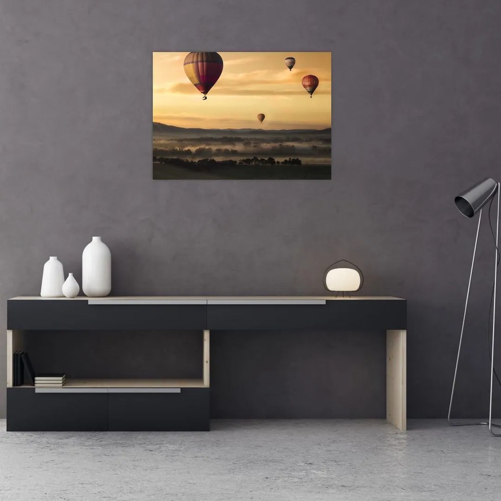 Obraz na szkle - latające balony (70x50 cm)