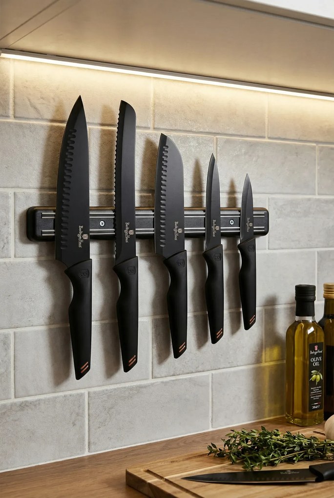 Nowoczesny komplet czarnych noży ze stali nierdzewnej R2-H84